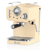 Cream-colored Swan espresso machine on a white background